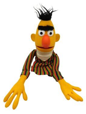 Vintage Sesame Street Bert Hand Puppet Jim Henson Muppets Plush Toy Collectible